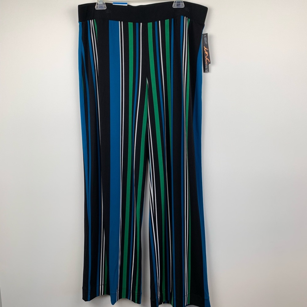 INC International Concepts Pant Black Blue Stripe